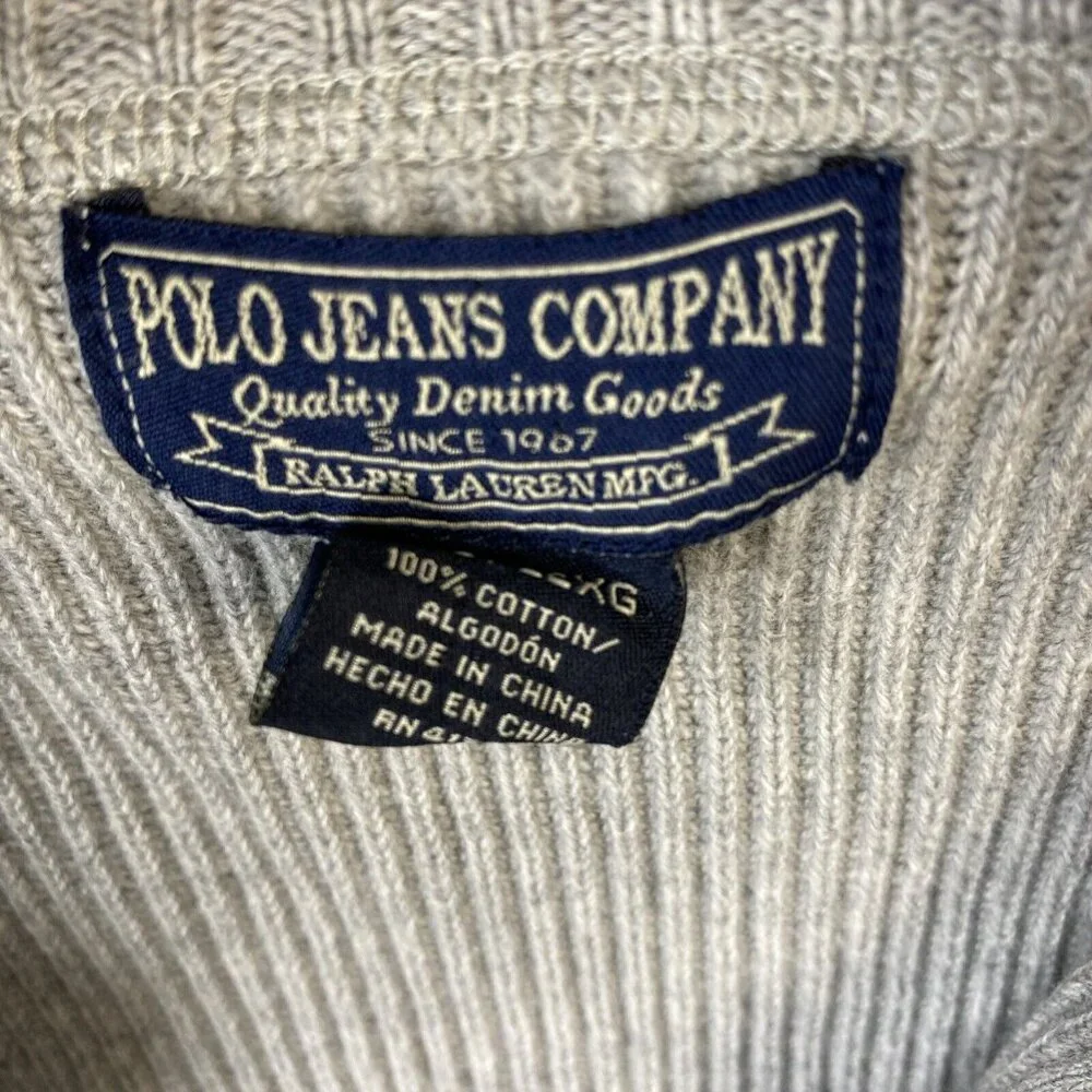 Polo Ralph Lauren Sweater‎ Men’s XXL  1/4 Zip Pullover Gray 100% Cotton RN#41381